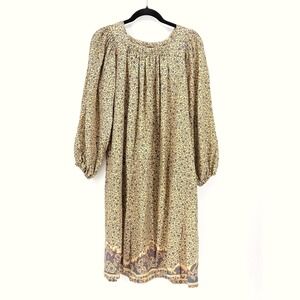 Robbie Bee Girls Vintage Floral Paisley‎ Prairie Shift Dress Gold Blue 5 no belt